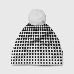 Шапка 3D c помпоном Черно-белый паттерн