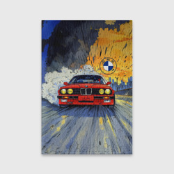 Обложка для паспорта матовая кожа Красная BMW на скорости 