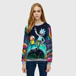 Женский свитшот 3D Рик и Морти на планете сказочных грибов - фото 2