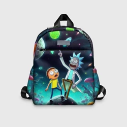 Детский рюкзак 3D Рик и Морти на планете сказочных грибов