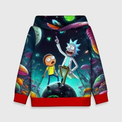 Детская толстовка 3D Рик и Морти на планете сказочных грибов