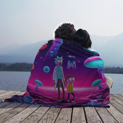 Плед 3D Морти и Рик на планете неоновых сказочных грибов - фото 2