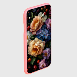 Чехол для iPhone XS Max матовый Ботаническая роспись - объемные цветочные украшения - фото 2