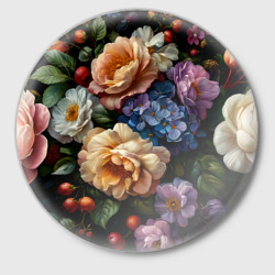 Значок Ботаническая роспись - объемные цветочные украшения