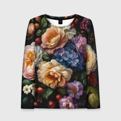 Женский лонгслив 3D Ботаническая роспись - объемные цветочные украшения