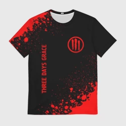 Мужская футболка 3D Three Days Grace - red gradient вертикально