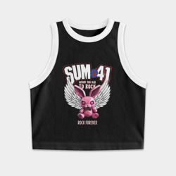 Женская укороченная майка-топ хлопок Sum 41 розовый кролик