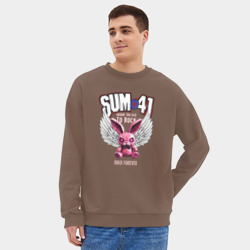 Мужской свитшот oversize без начеса хлопок Sum 41 розовый кролик - фото 2