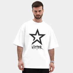 Мужская футболка Oversize хлопок premium Виктор - звезда - фото 2