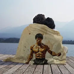 Плед 3D Брюс Ли на бежевом - фото 2