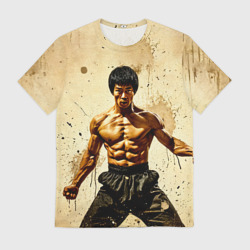 Мужская футболка 3D Брюс Ли на бежевом