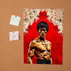 Постер Брюс Ли на красном - фото 2