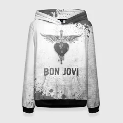 Женская толстовка 3D Bon Jovi - white gradient