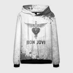 Мужская толстовка 3D Bon Jovi - white gradient