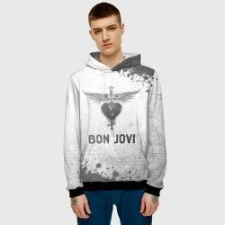 Мужская толстовка 3D Bon Jovi - white gradient - фото 2