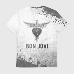 Мужская футболка 3D Bon Jovi - white gradient