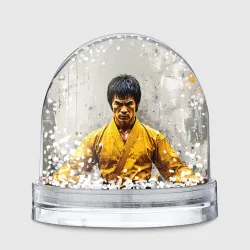 Игрушка Снежный шар Брюс Ли на сером