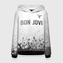 Женская толстовка 3D Bon Jovi - white gradient посередине