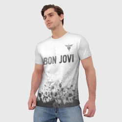 Мужская футболка 3D Bon Jovi - white gradient посередине - фото 2