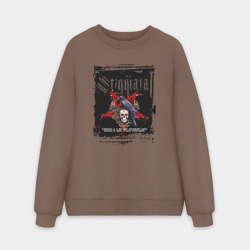 Мужской свитшот oversize без начеса хлопок Stigmata с вороном на черепе