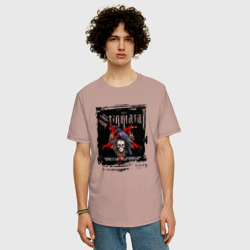 Мужская футболка хлопок Oversize Stigmata с вороном на черепе - фото 2
