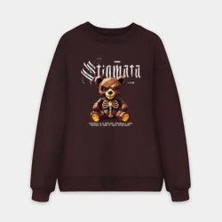 Мужской свитшот oversize без начеса хлопок Stigmata на фоне медвежонка зомби