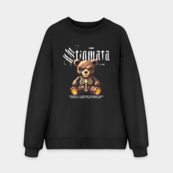 Мужской свитшот oversize без начеса хлопок Stigmata на фоне медвежонка зомби