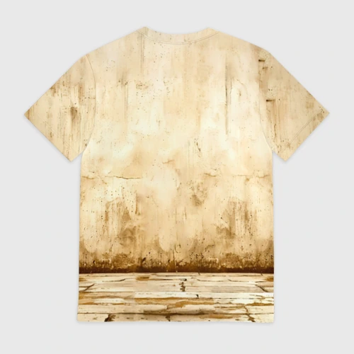 Мужская футболка 3D с принтом Ип Ман на бежевом, вид сзади #1