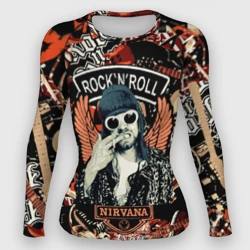 Женский рашгард 3D Nirvana Kurt Cobain на фоне гитар