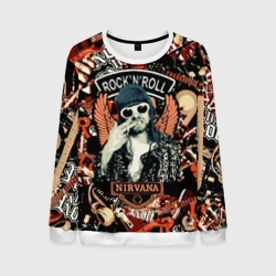 Мужской свитшот 3D Nirvana Kurt Cobain на фоне гитар
