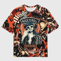 Мужская футболка oversize 3D Nirvana Kurt Cobain на фоне гитар