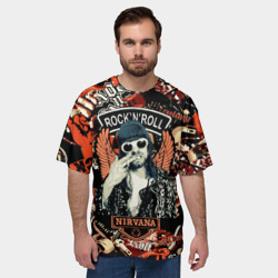 Мужская футболка oversize 3D Nirvana Kurt Cobain на фоне гитар - фото 2