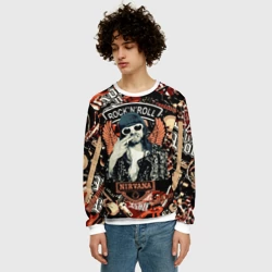 Мужской свитшот 3D Nirvana Kurt Cobain на фоне гитар - фото 2