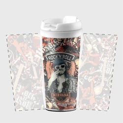Термокружка-непроливайка Nirvana Kurt Cobain на фоне гитар - фото 2