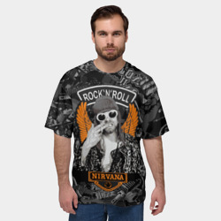 Мужская футболка oversize 3D Nirvana Курт Кобейн  на фоне гитар - фото 2