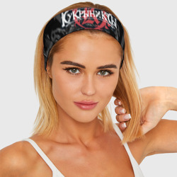 Повязка на голову 3D Кукрыниксы логотип на фоне гитар - фото 2