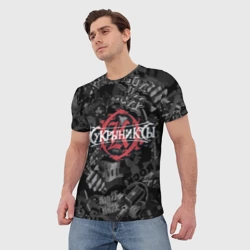 Мужская футболка 3D Кукрыниксы логотип на фоне гитар - фото 2