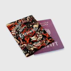 Обложка для паспорта матовая кожа Кукрыниксы на фоне электрогитар - фото 2