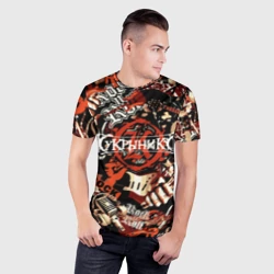 Мужская футболка 3D Slim Кукрыниксы на фоне электрогитар - фото 2