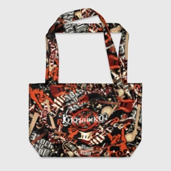 Пляжная сумка 3D Кукрыниксы на фоне электрогитар