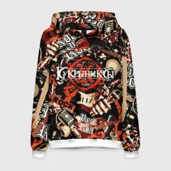 Мужская толстовка 3D Кукрыниксы на фоне электрогитар