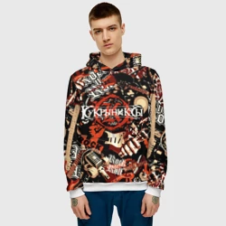 Мужская толстовка 3D Кукрыниксы на фоне электрогитар - фото 2