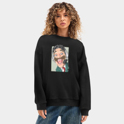 Женский свитшот oversize без начеса хлопок Сумасшедший Командор из Каламбур: Крутое пике - фото 2
