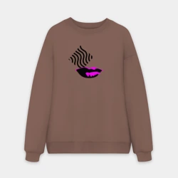 Мужской свитшот oversize без начеса хлопок Губы-коллаж