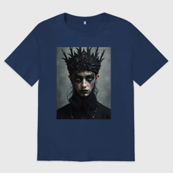 Женская футболка хлопок Oversize Готический принц с татуировкой на лице