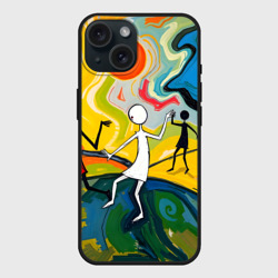 Чехол силиконовый для Apple iPhone 15 матовый Танцующие человечки