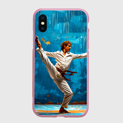 Чехол для iPhone XS Max матовый Капоэйра на синем