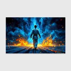 Бумага для упаковки 3D Каратист в синем дыму