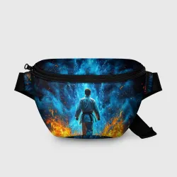 Поясная сумка 3D Каратист в синем дыму