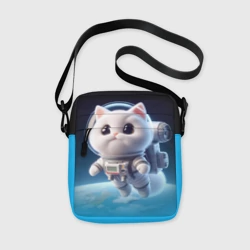 Сумка через плечо 3D Милый белый котёнок космонавт